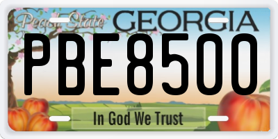 GA license plate PBE8500