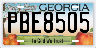 GA license plate PBE8505