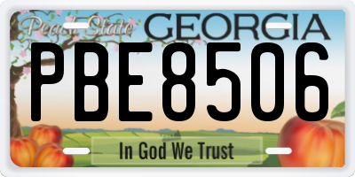 GA license plate PBE8506