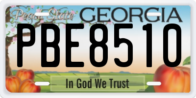 GA license plate PBE8510