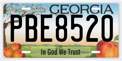GA license plate PBE8520