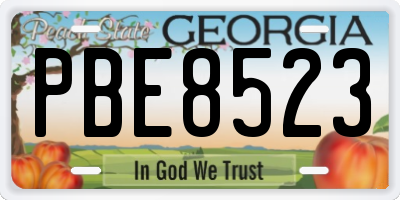 GA license plate PBE8523