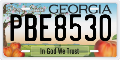 GA license plate PBE8530