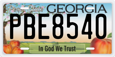 GA license plate PBE8540