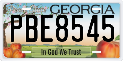 GA license plate PBE8545