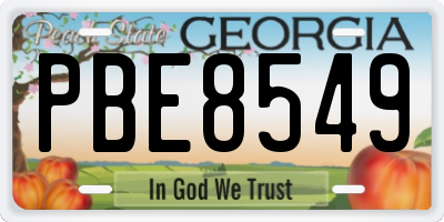 GA license plate PBE8549