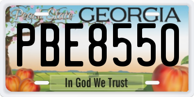 GA license plate PBE8550