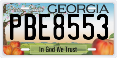 GA license plate PBE8553
