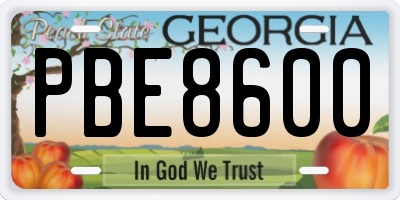 GA license plate PBE8600