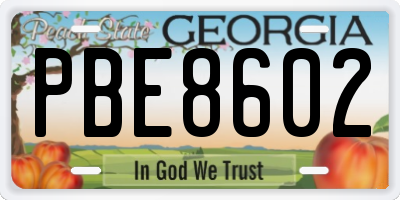 GA license plate PBE8602