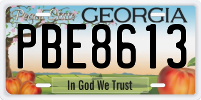 GA license plate PBE8613