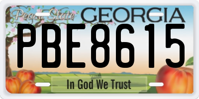 GA license plate PBE8615
