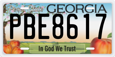 GA license plate PBE8617