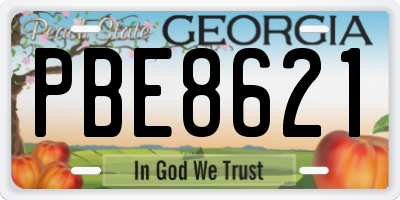 GA license plate PBE8621