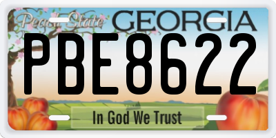 GA license plate PBE8622