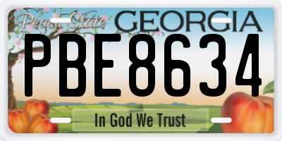 GA license plate PBE8634