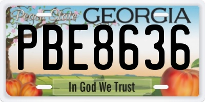 GA license plate PBE8636