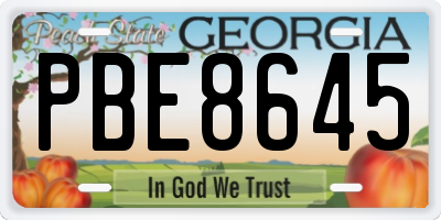 GA license plate PBE8645