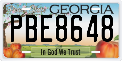 GA license plate PBE8648