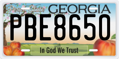 GA license plate PBE8650