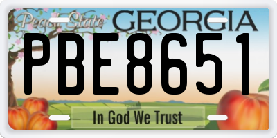 GA license plate PBE8651
