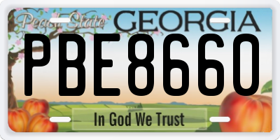 GA license plate PBE8660