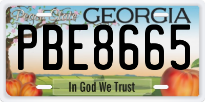 GA license plate PBE8665