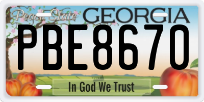 GA license plate PBE8670