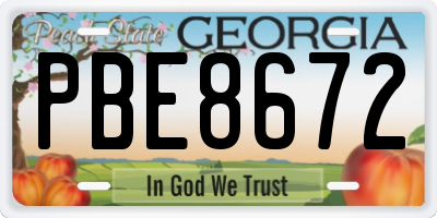 GA license plate PBE8672