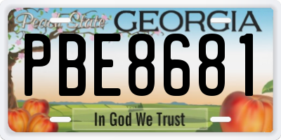 GA license plate PBE8681
