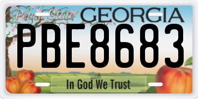 GA license plate PBE8683