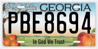 GA license plate PBE8694