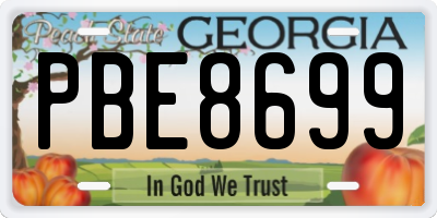 GA license plate PBE8699
