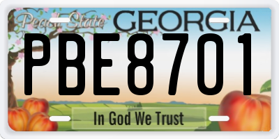 GA license plate PBE8701