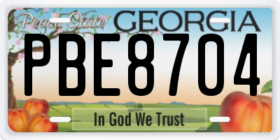 GA license plate PBE8704