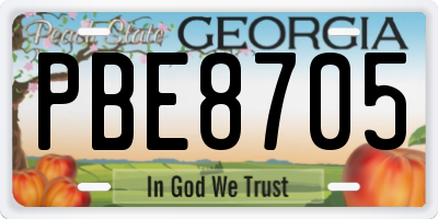 GA license plate PBE8705