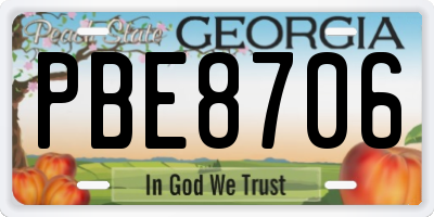 GA license plate PBE8706