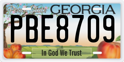 GA license plate PBE8709