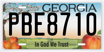 GA license plate PBE8710