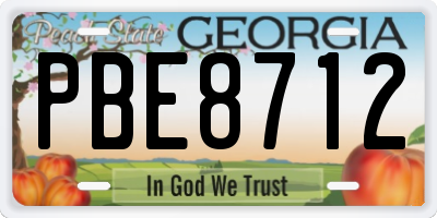 GA license plate PBE8712