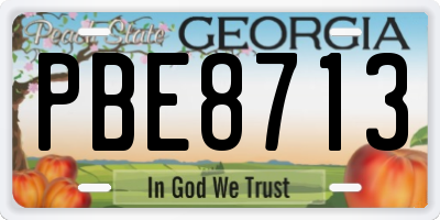 GA license plate PBE8713