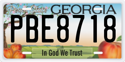 GA license plate PBE8718