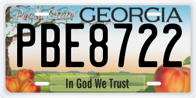 GA license plate PBE8722
