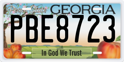 GA license plate PBE8723
