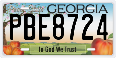 GA license plate PBE8724