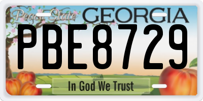 GA license plate PBE8729