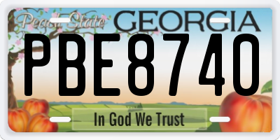 GA license plate PBE8740