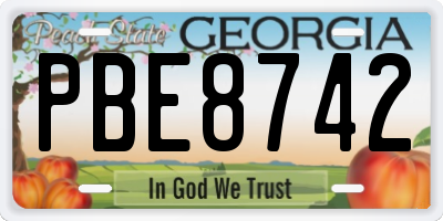 GA license plate PBE8742