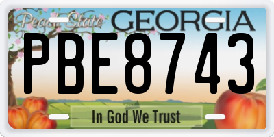 GA license plate PBE8743