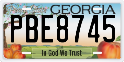 GA license plate PBE8745